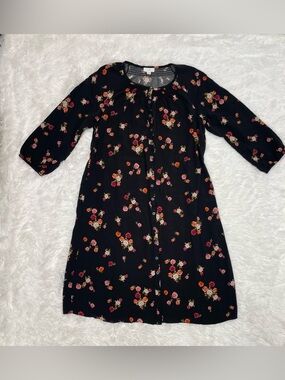 J Jill Womens Size MT Medium Tall Floral Button Up Midi Dress Rayon Cottage Boho